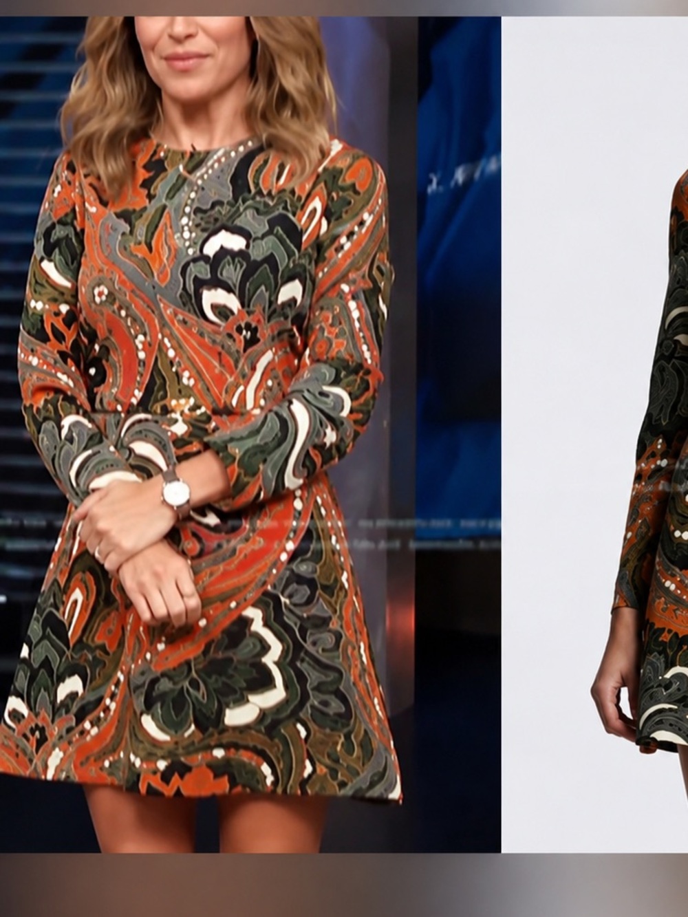 🍊 ZARA Bloggers Fav Retro Long Sleeved Mini Dress with Gold Belt Detail. Size XS - Picture 7 of 15